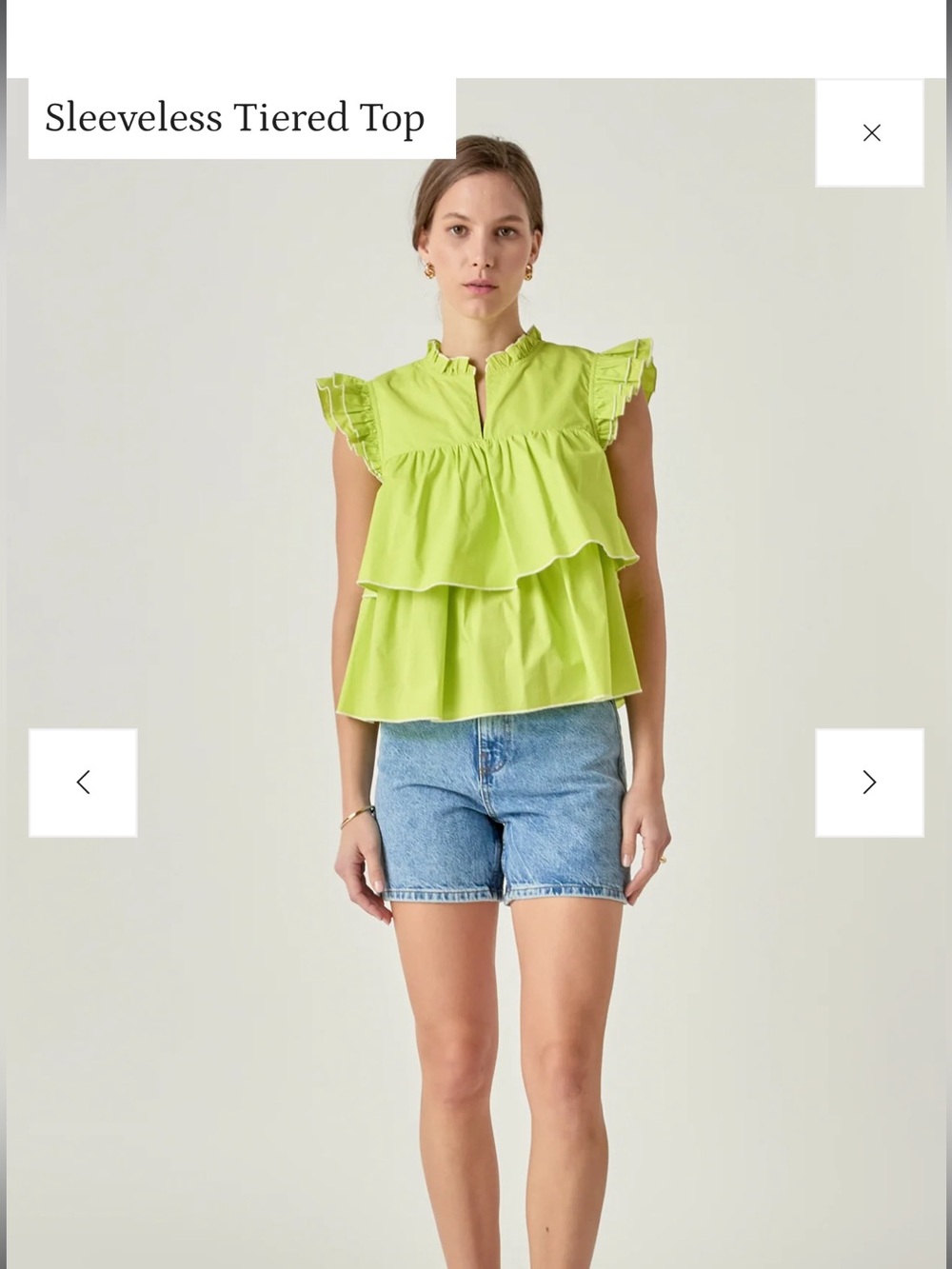 English Factory Olive Ruffle Tiered Top